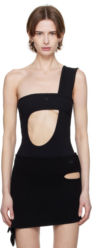 Šaty Courrèges Courrèges Rib One-Shoulder Bodysuit Čierna | 125JBD117JS0194, 0