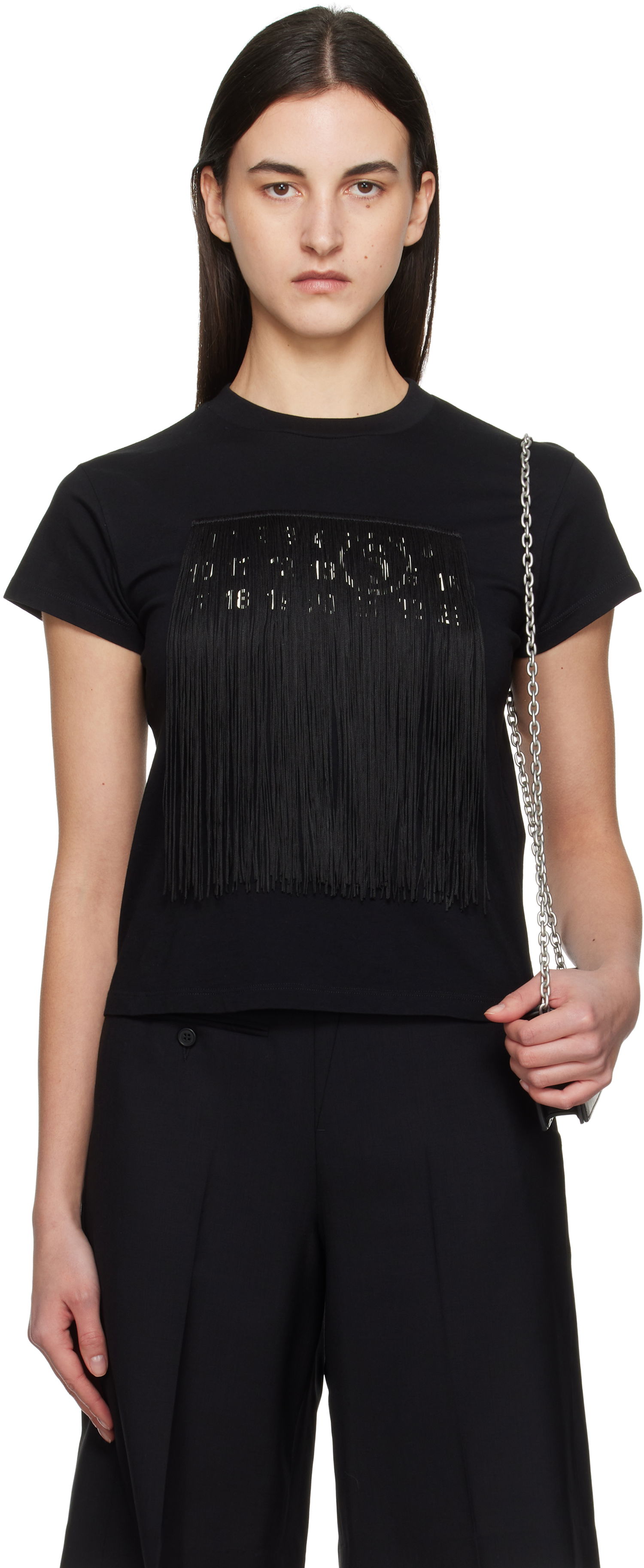 Tričko Maison Margiela MM6 Maison Margiela Fringe Logo T-Shirt Čierna | S52GC0332 M20048, 0
