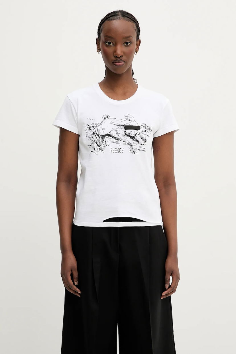 Tričko Maison Margiela MM6 Maison Margiela T-Shirt with Rabbit Print Biela | S62GD0199.M20108.100