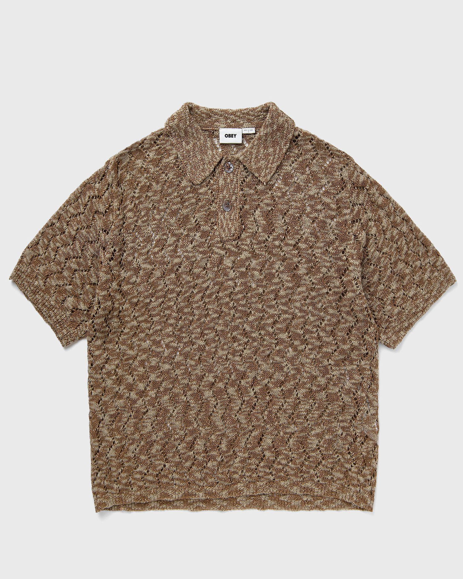 Sveter OBEY Andre Open Knit Polo Sweater Hnedá | 151000101-TOF, 0