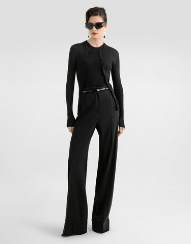 Nohavice Dolce & Gabbana Dolce & Gabbana Bi-Stretch Wool Cuffed Trousers Čierna | FTBM0TGDC7QN0000, 3