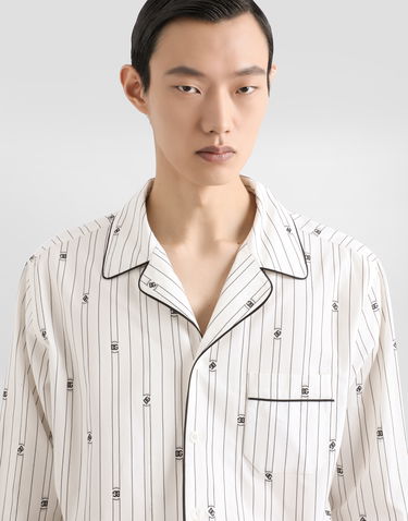 Košeľa Dolce & Gabbana Dolce & Gabbana Men's Vanity Logo Print Pinstripe Shirt Biela | G5IF1THJMQRS8350, 1