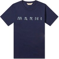Tričko Marni Floral Logo T-Shirt Navy | HUMU0198PQ-USCW21-FLB99, 1