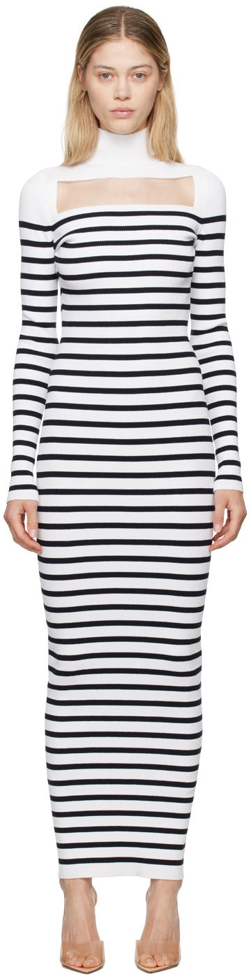 Šaty Jean Paul Gaultier Jean Paul Gaultier 'The Knit Marinière' Striped Maxi Dress Biela | 24/30-F-RO243-M063-0159, 0