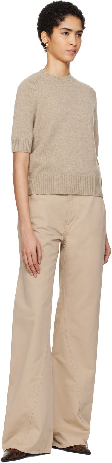 Nohavice Anine Bing ANINE BING Briley Wide Leg Trousers Béžová | A-03-1149-OMA10, 3