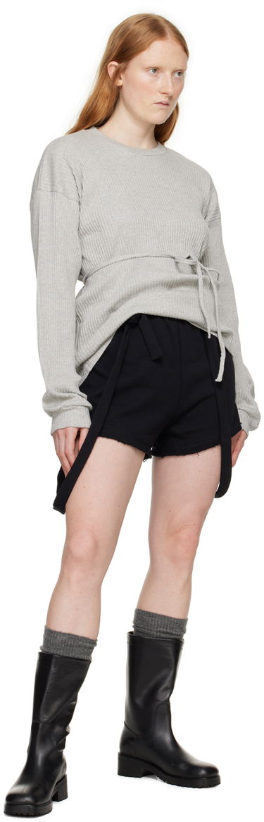 Sveter Baserange Ribbed Long Sleeve Wrap T-Shirt Šedá | FSHL-RIB-000, 3