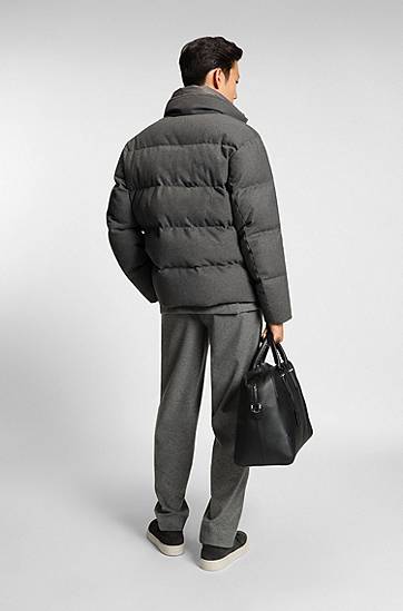 Prešívaná bunda BOSS Flannel jacket with down filling Šedá | 50540465, 1