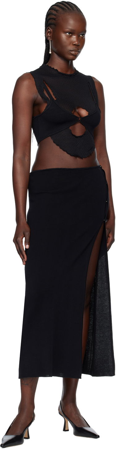 Crop Top BEC + BRIDGE Skylar Cropped Sleeveless Distressed Knit Top with Ring Accent Čierna | H22-20899, 3