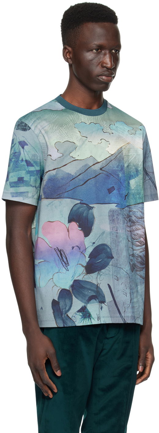 Tričko Paul Smith Paul Smith Printed T-Shirt Modrá | M1R-919T-MP4275-47, 1