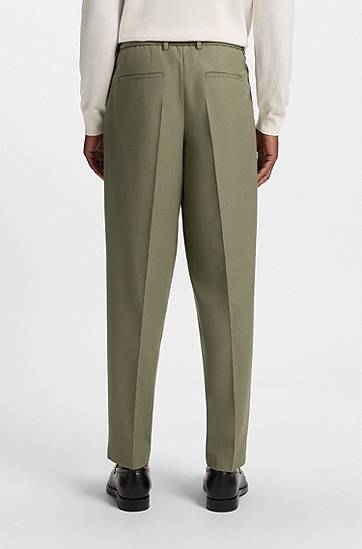 Nohavice BOSS Relaxed Fit Stretch Trousers Zelené | 50546294, 1