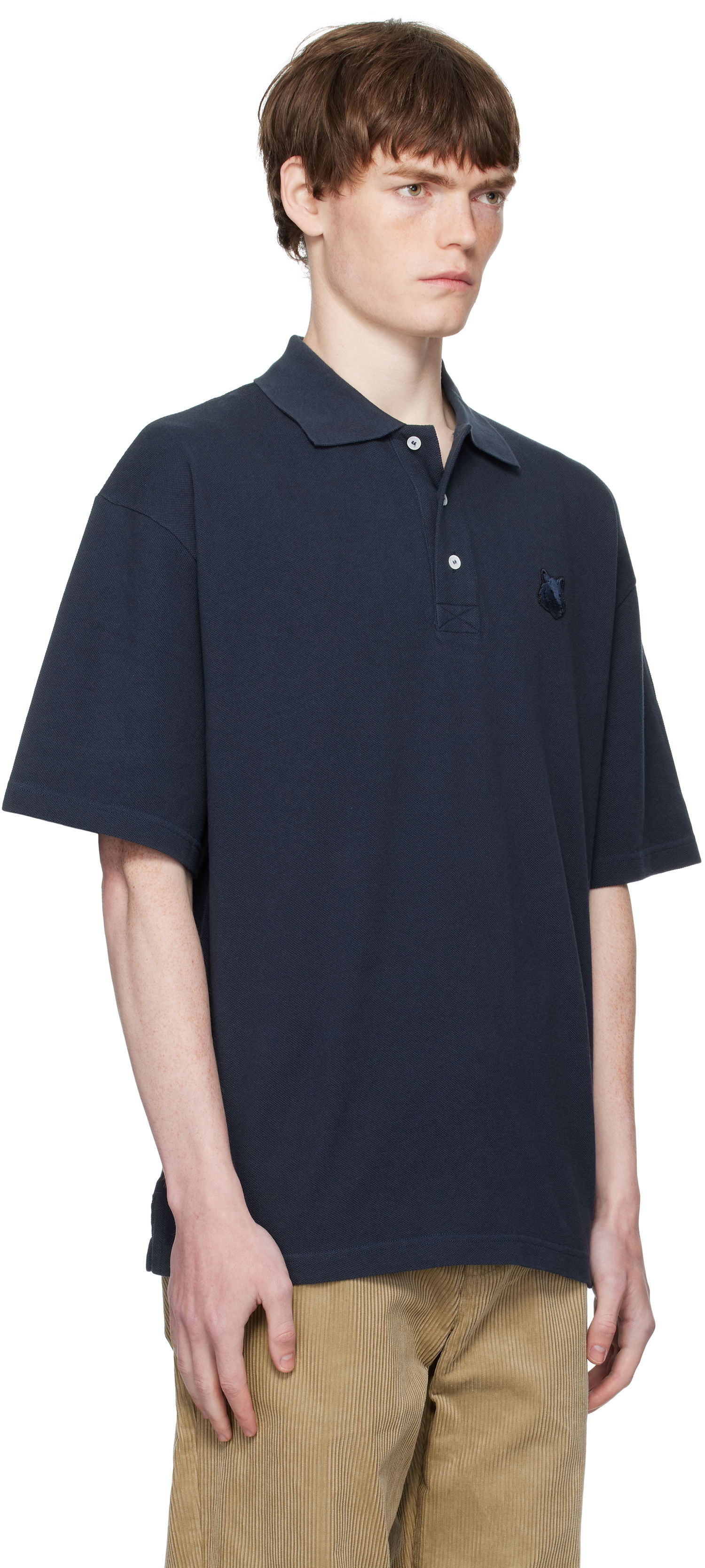 Polo tričko MAISON KITSUNÉ Maison Kitsuné Fox Head Patch Oversize Polo Navy | PM00211KP0001, 1