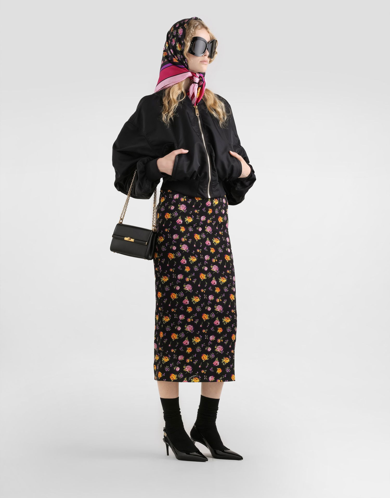 Bomber bunda Dolce & Gabbana Nylon Gabardine Bomber Jacket Woman Collection Čierna | F9T51TFUS3DN0000, 1