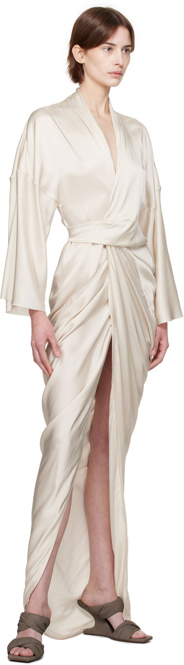 Šaty Rick Owens Rick Owens Hollywood Wrap Maxi Dress Béžová | RP01E7566 SCH, 3