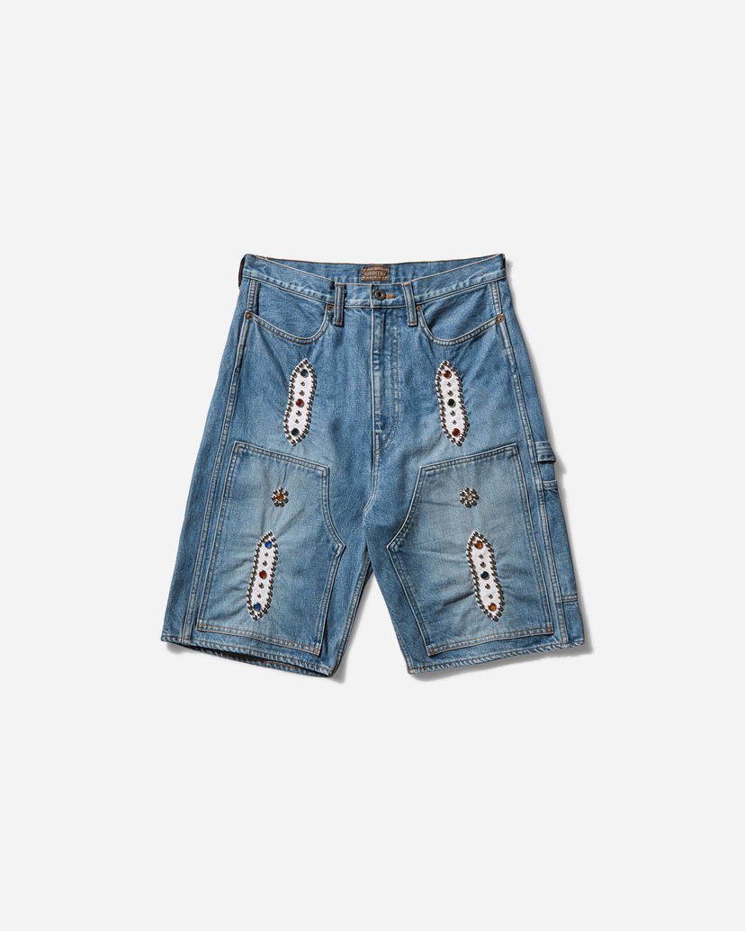 Šortky KAPITAL 14oz Denim Studded Remake Shorts Modrá | EK-1626SP PRO