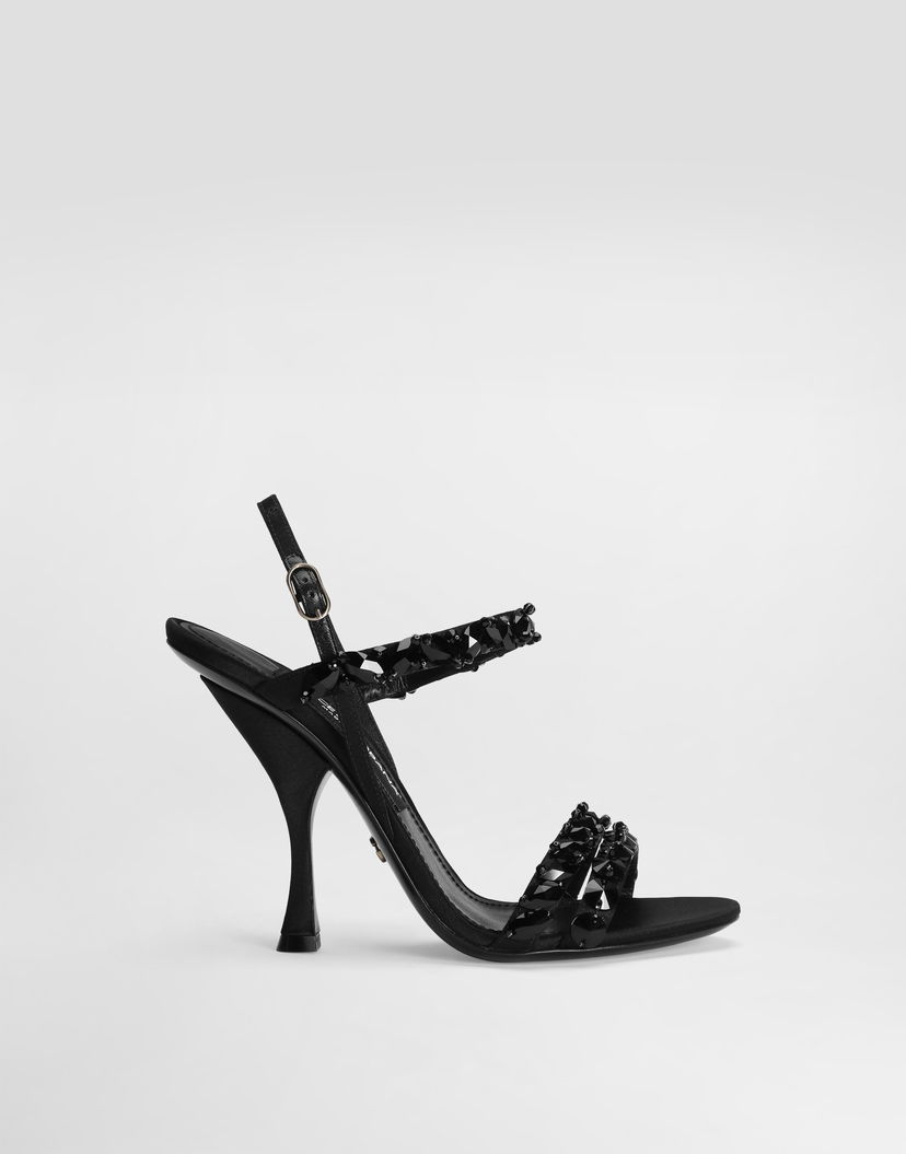 Tenisky a topánky Dolce & Gabbana Dolce & Gabbana Sandals With Rhinestone Embroidery Čierna | CR1930AX8858S485