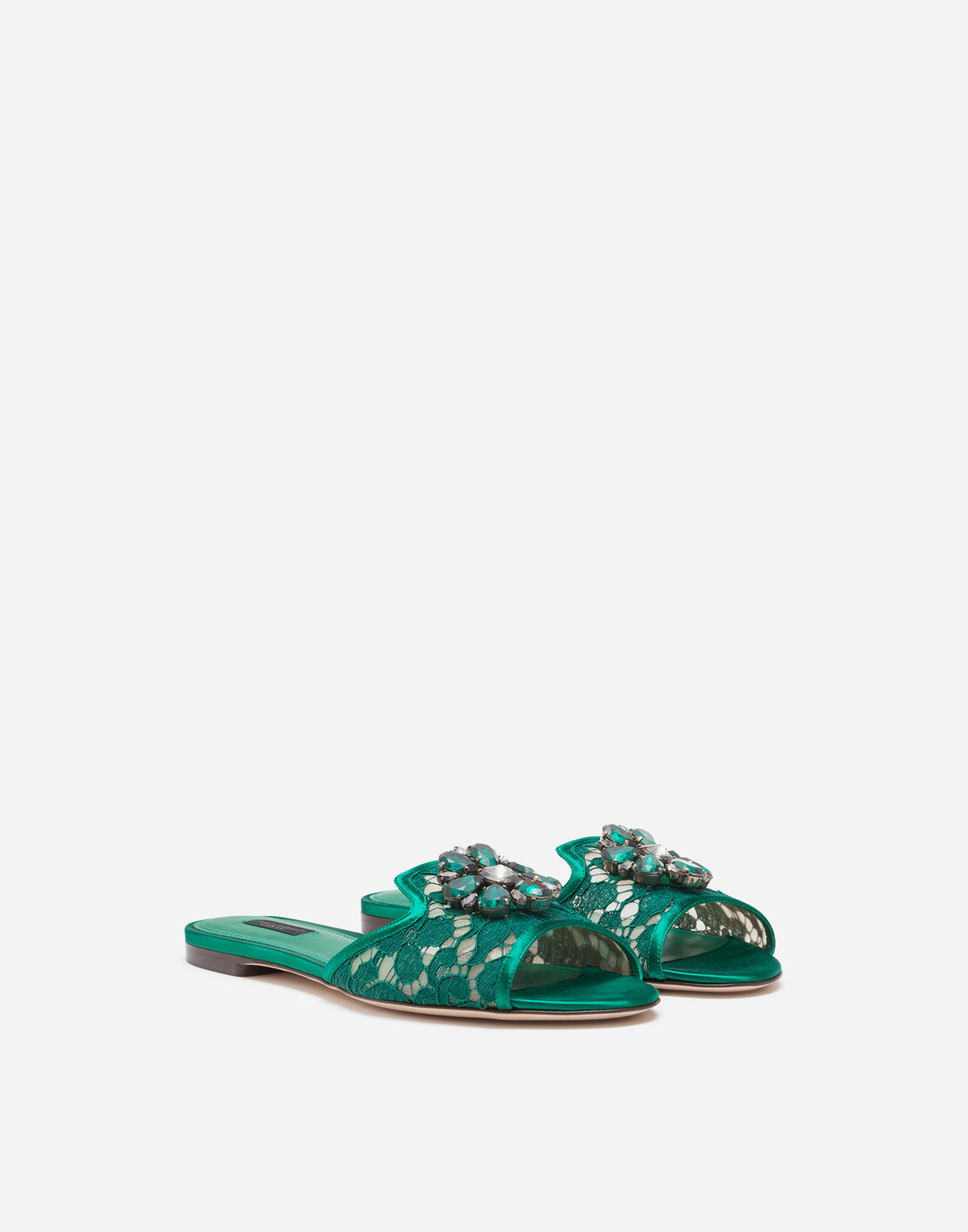 Tenisky a topánky Dolce & Gabbana Lace Crystal Slides Zelené | CQ0023AL1988M072, 1