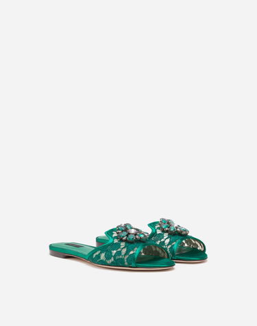 Tenisky a topánky Dolce & Gabbana Lace Crystal Slides Zelené | CQ0023AL1988M072, 1