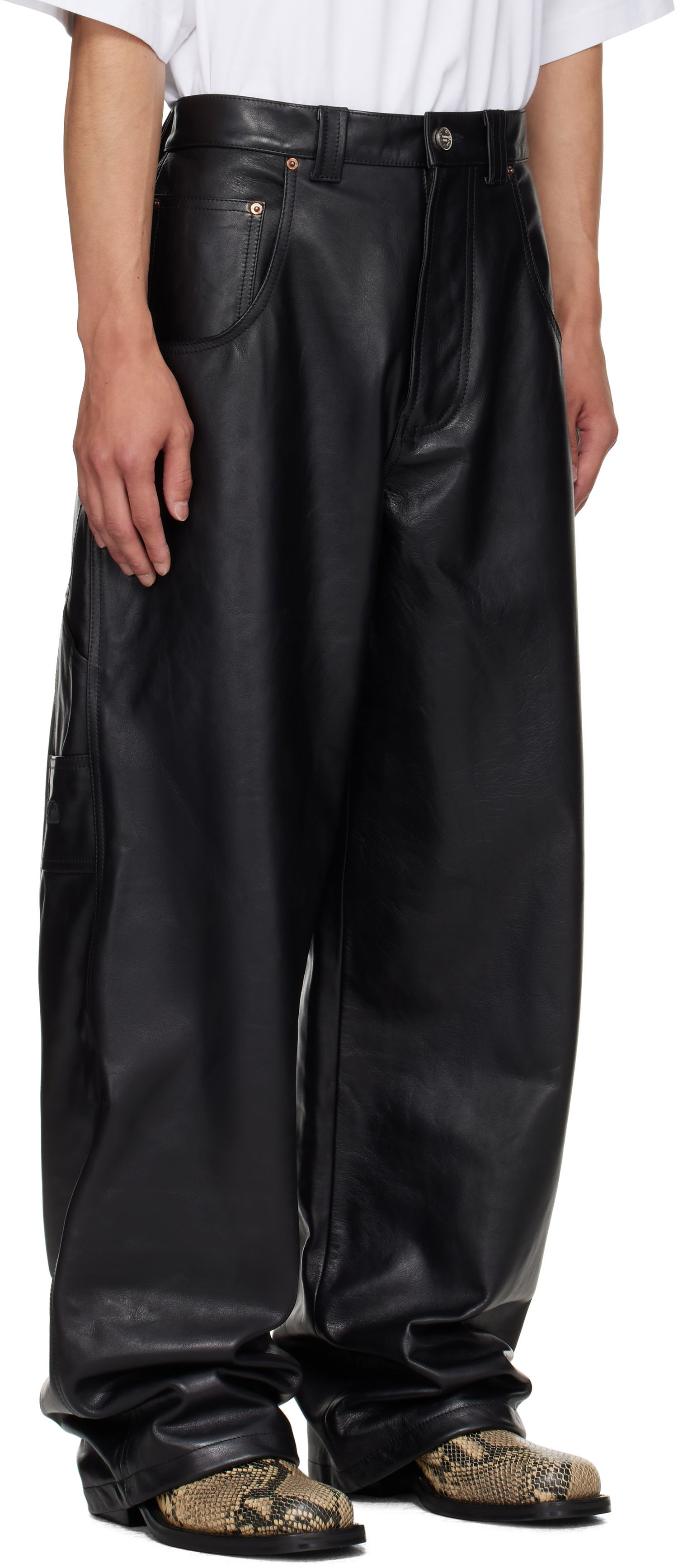 Nohavice VETEMENTS VETEMENTS Hip Hop Leather Pants Čierna | UH76LP250B, 1