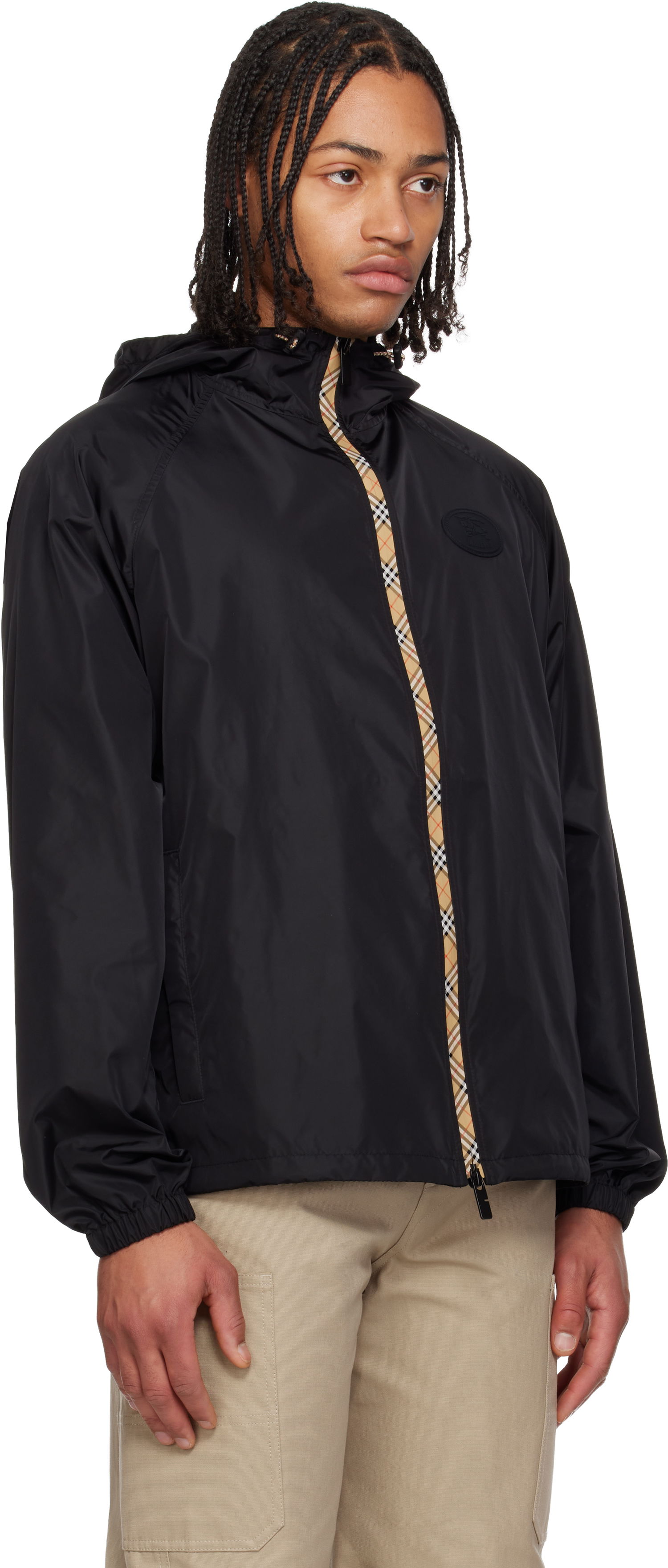 Vetrovka Burberry Checker-Tape Nylon Hooded Jacket Čierna | 8122848, 1