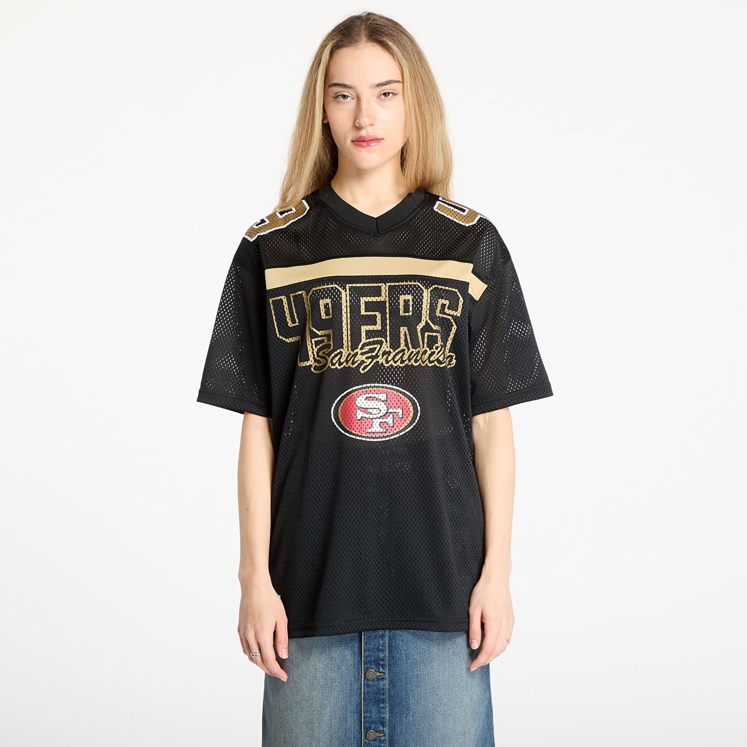 Dres New Era New Era NFL San Francisco 49ers Mesh Graphic Jersey Čierna | 60596390, 0
