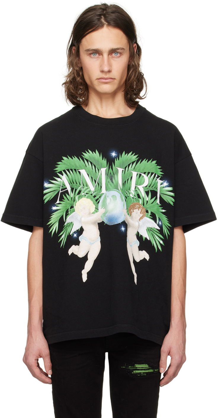 Tričko AMIRI Cherub Graphic Print Cotton T-Shirt Čierna | AMJYTE1028, 0