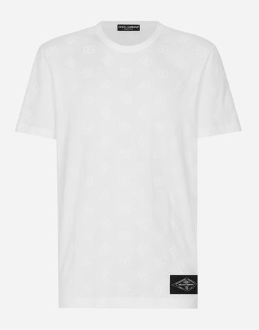 Tričko Dolce & Gabbana Dolce & Gabbana Cotton T-Shirt with All-Over DG Logo Print Biela | G8PT1TG7NWEW0800, 0