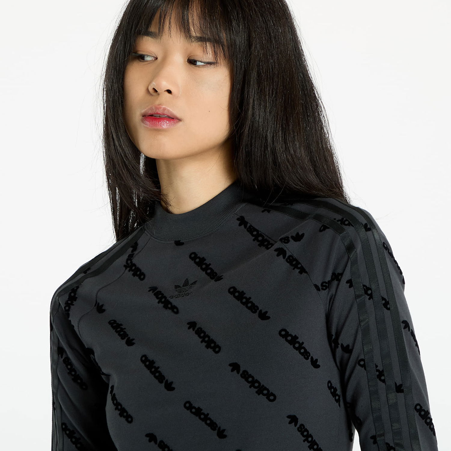 Šaty adidas Originals Dress adidas Monogram Bodycon Dress Carbon S Čierna | JE8358, 1