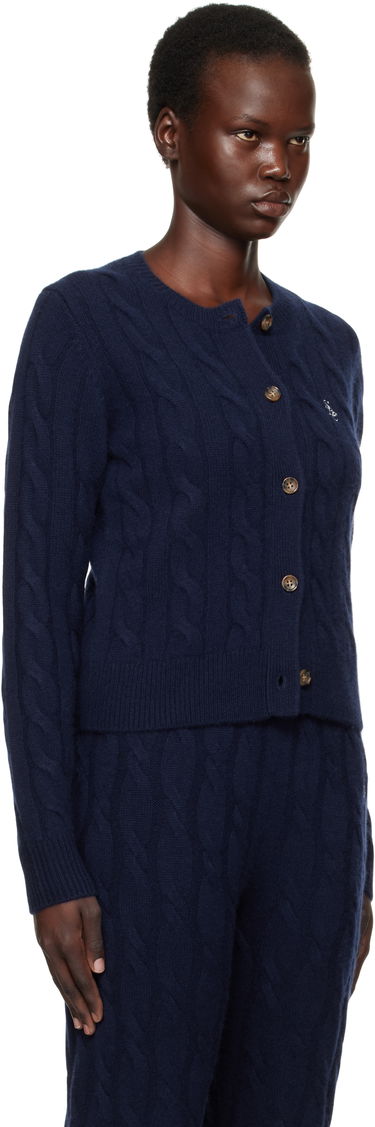 Sveter Sporty & Rich 'SRC' Cableknit Cashmere Cardigan Navy | CA003512302BL32, 1