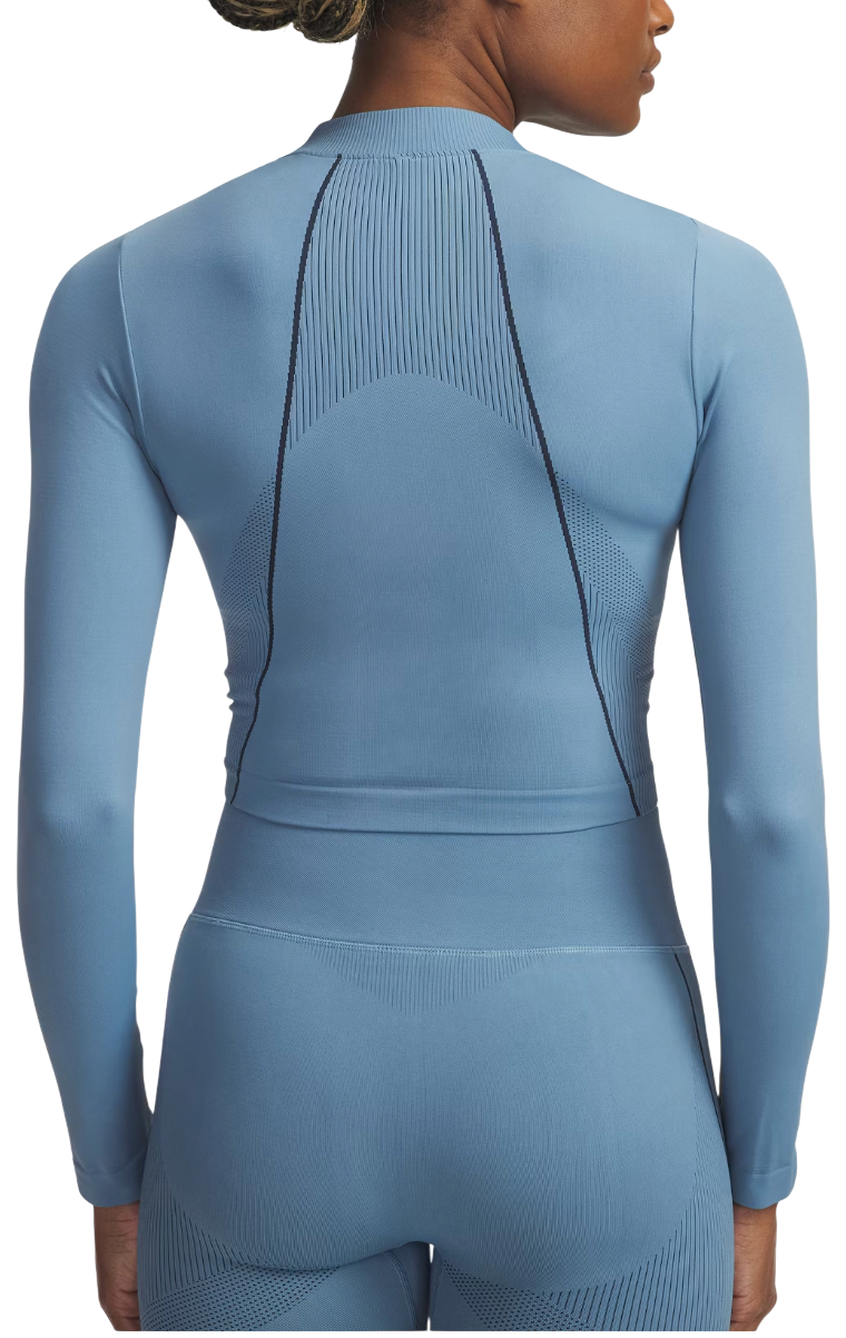 Crop Top Under Armour Vanish Seamless Ribbed Mock Neck Long Sleeve Crop Top Modrá | 6000645-418, 1