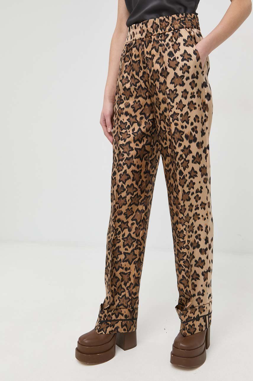 Nohavice Valentino Pajama-Style Silk Pants Hnedá | 1R0RBC246M3, 0