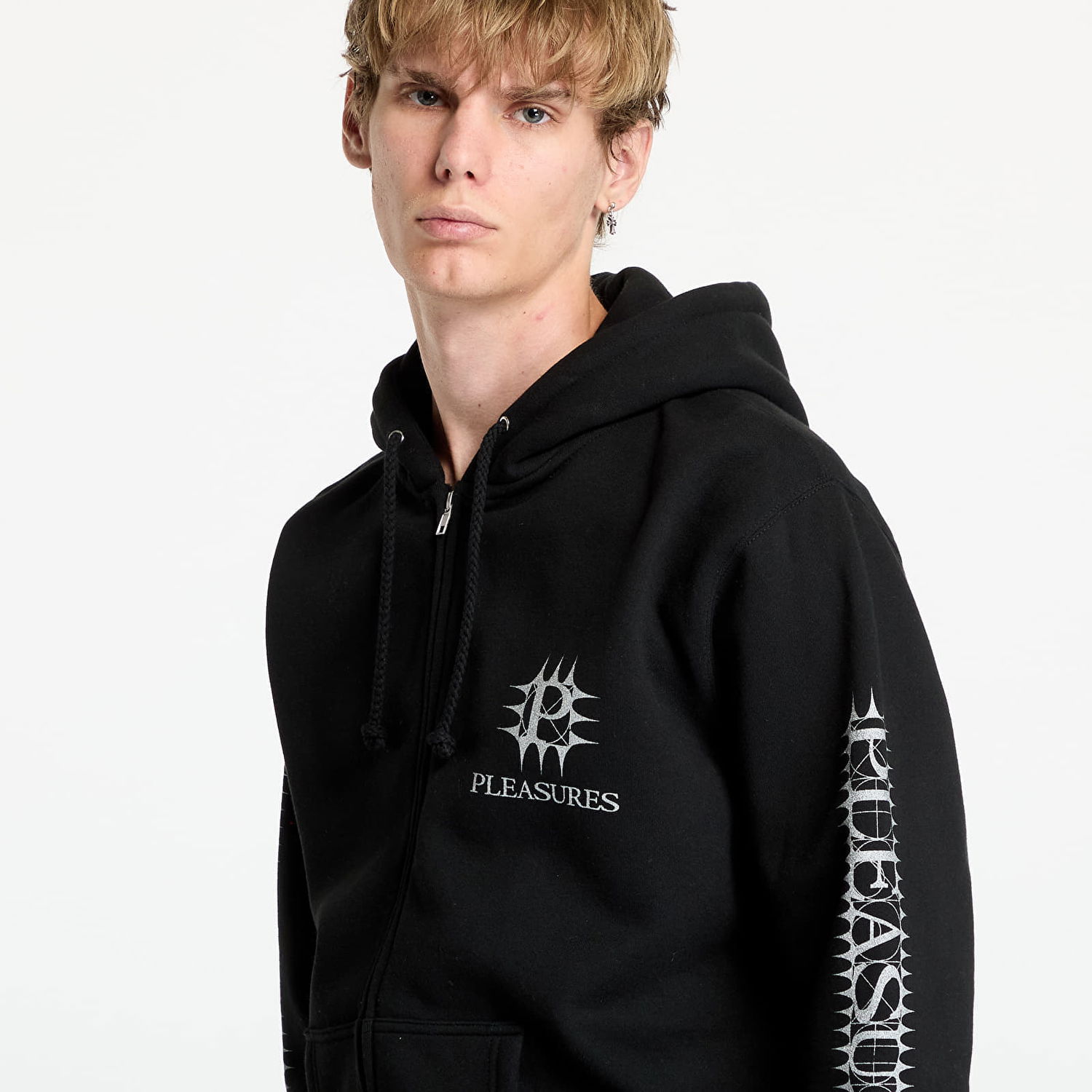 Mikina Pleasures Spike Zip Hoodie Black Čierna | P24F102 BLACK, 1