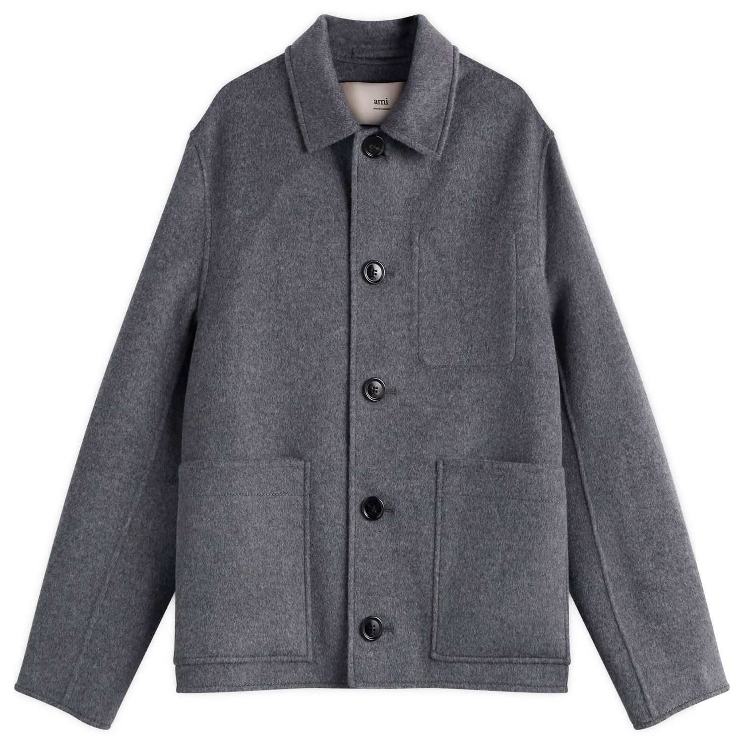 Bunda AMI Men's Double Faced Wool Cashmere Jacket, Size Small Šedá | H25HJK844-WV0022-055H25, 0