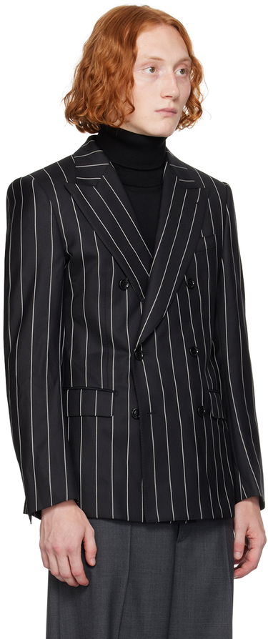 Bunda Dolce & Gabbana Dolce & Gabbana Pinstripe Double-Breasted Blazer Čierna | G2QU4TFR204, 1