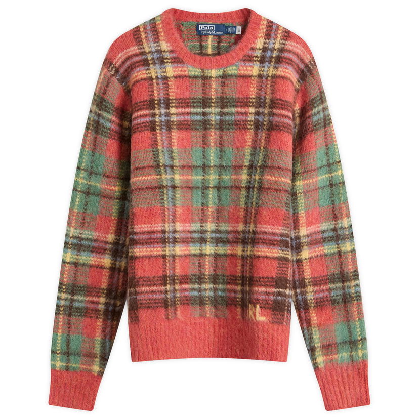 Sveter Polo by Ralph Lauren Ralph Lauren Mohair Check Knit Jumper, Size Large Červená | 710978083001-Red