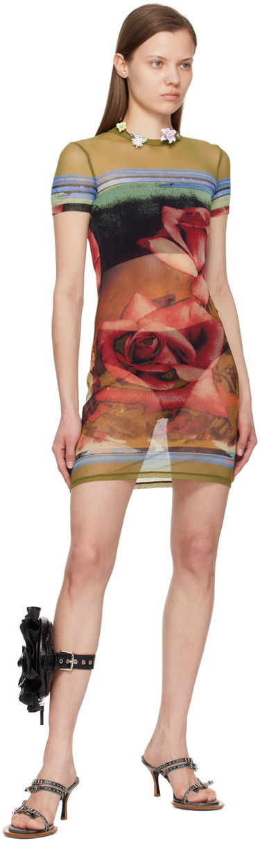 Šaty Jean Paul Gaultier Gaultier Roses Mesh Minidress Zelené | 24/25-F-RO091-T547-403050, 3