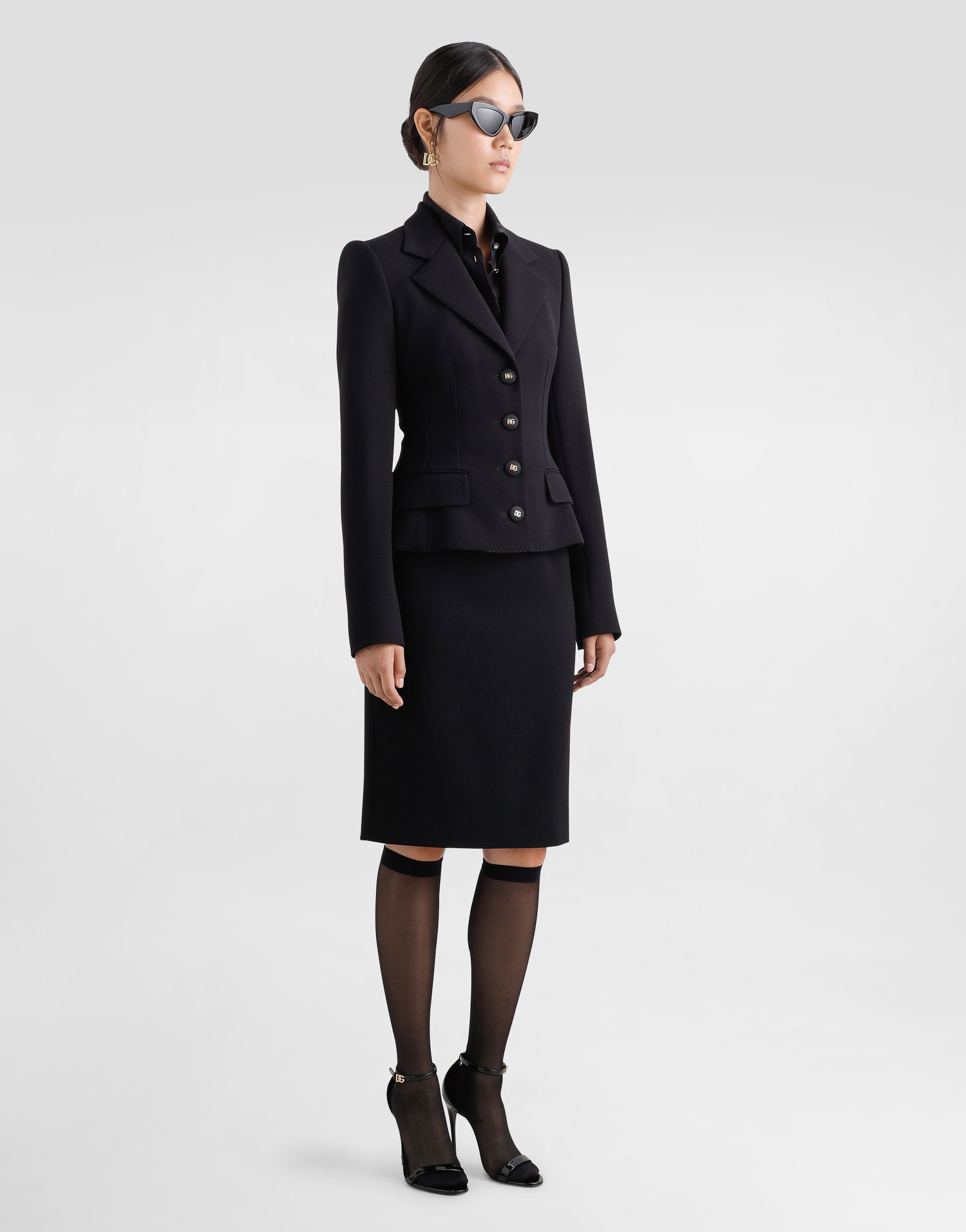 Sukňa Dolce & Gabbana Dolce & Gabbana Wool Midi Pencil Skirt with DG Logo Čierna | F4C2CTGDCSXN0000, 1
