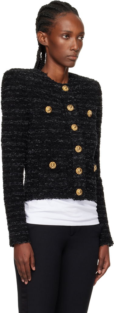 Bunda Balmain Buttoned Knit Jacket Čierna | FF0SK890KJ16, 1