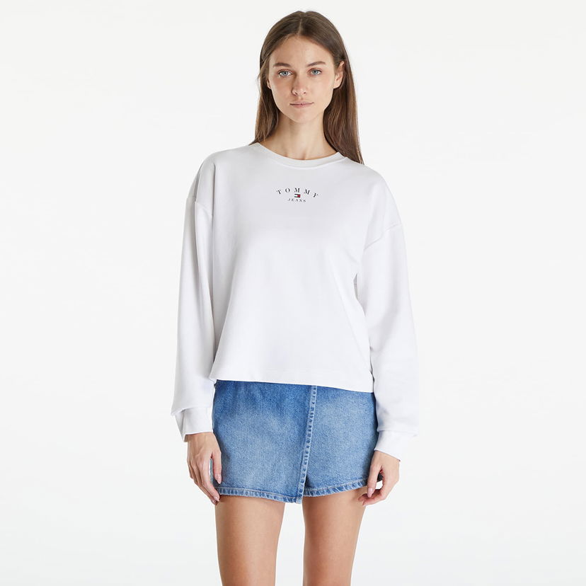 Tričko Tommy Hilfiger Essential Logo 2 Crewneck Sweatshirt White Biela | DW0DW18143 YBR