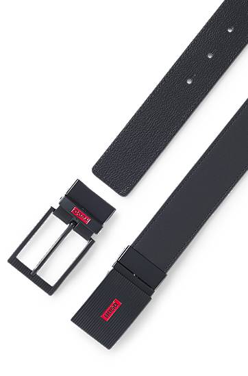 Opasok BOSS HUGO Reversible Leather Belt with Plaque Buckle Čierna | 50537121, 1