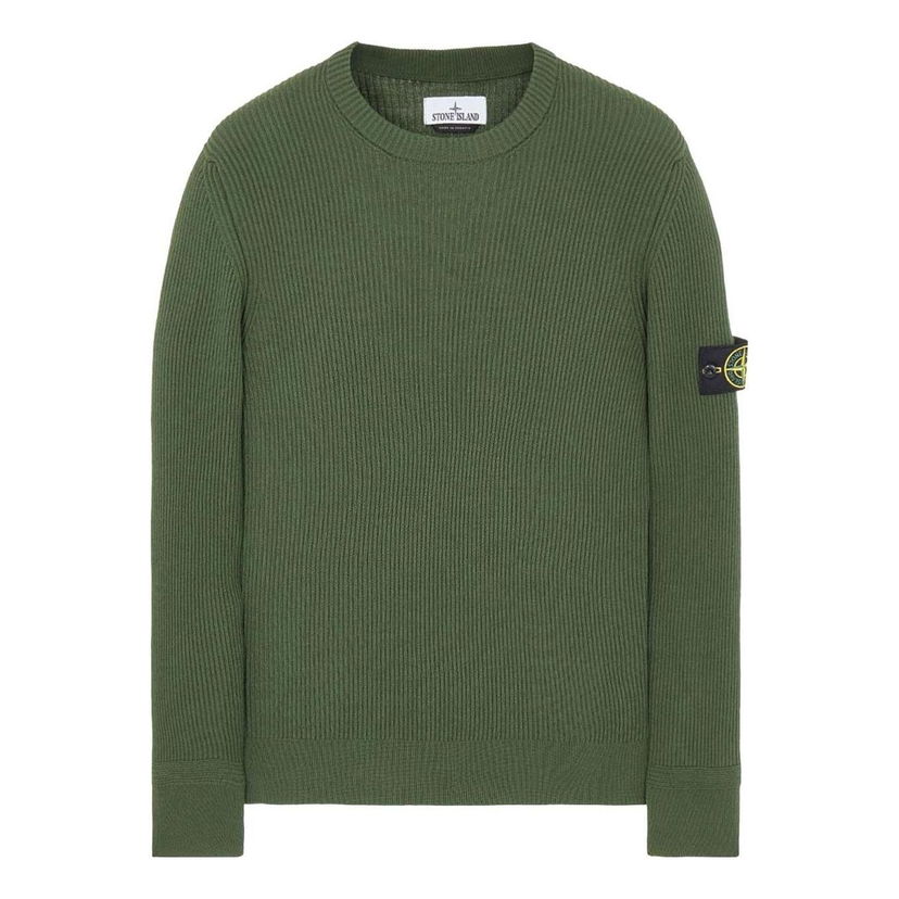 Sveter Stone Island Ribbed Knitted Crewneck Sweater Zelené | 7915553C2-V0058