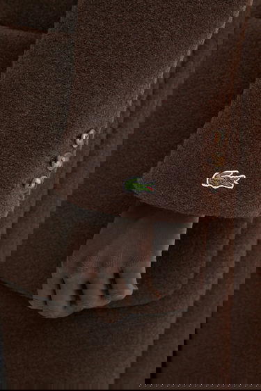 Kabáty Lacoste Long Textured Wool Coat Hnedá | BF5306, 3