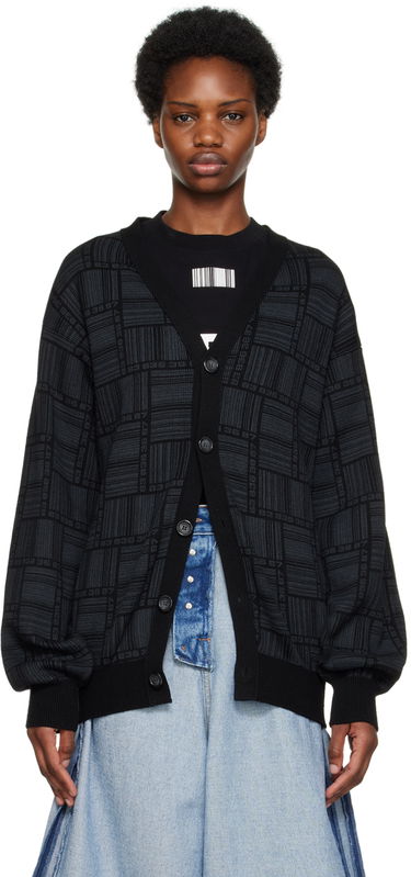 Sveter VETEMENTS Barcode Pattern Cardigan Čierna | VL14KN600B, 0