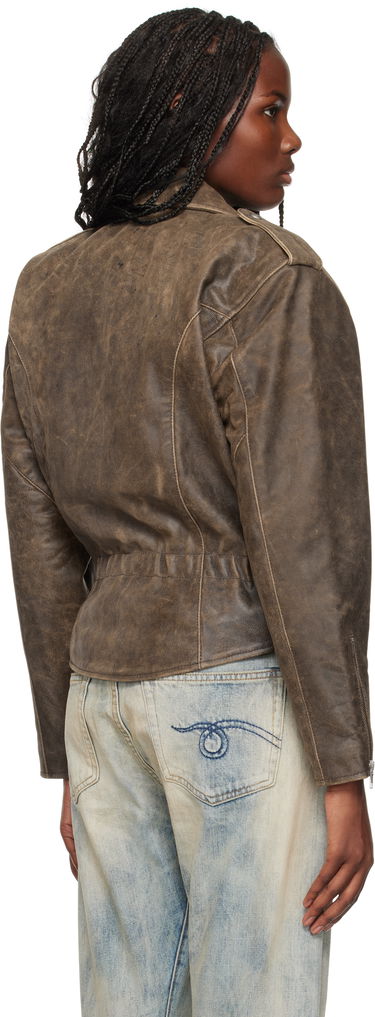 Bunda R13 R13 Exaggerated Shoulder Leather Motorcycle Jacket Hnedá | R13WR323-R434A, 2