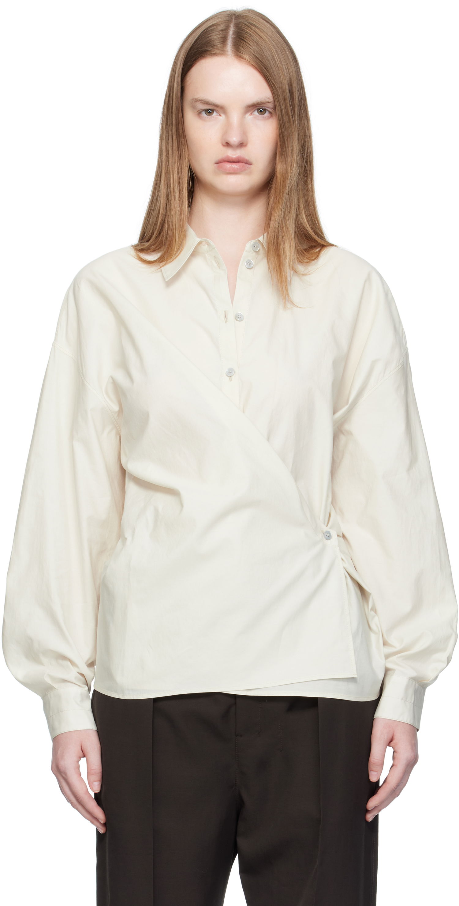 Košeľa LEMAIRE Straight Collar Twisted Shirt Biela | SH1141 LF1500, 0