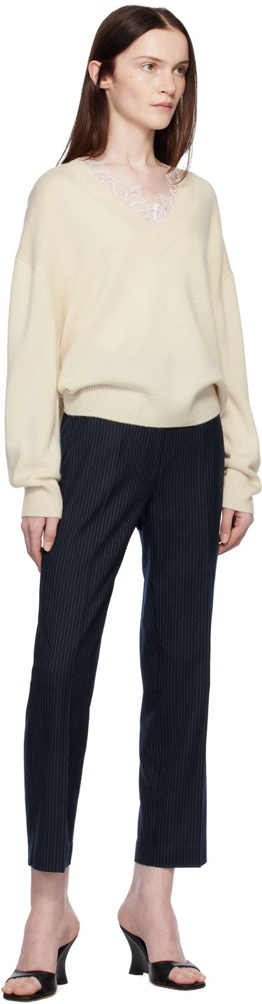 Sveter Anine Bing ANINE BING Lee Lace-Trim V-Neck Sweater Béžová | A-09-3280-101, 3