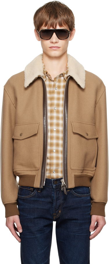 Bomber bunda Tom Ford TOM FORD Double Splittable Shearling Collar Bomber Jacket Hnedá | OBH002-FMW058, 0