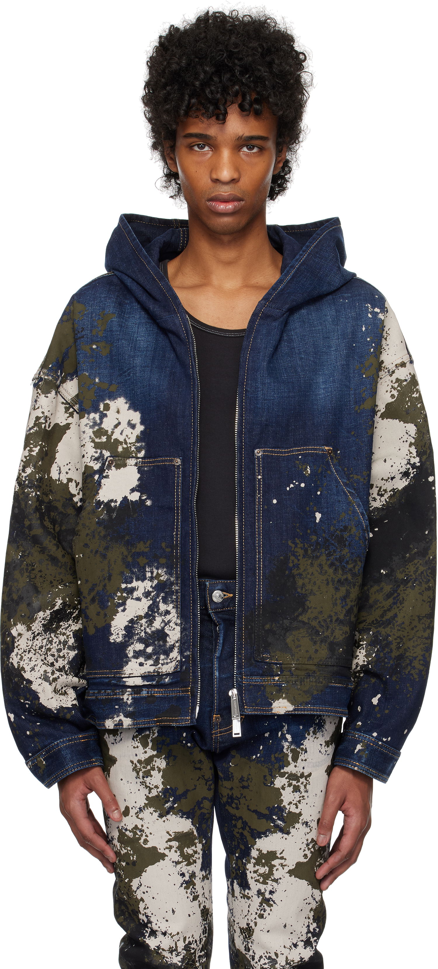 Mikina DSQUARED2 Dsquared2 Workwear Zipped Denim Jacket Modrá | S74AM1559_S30664, 0
