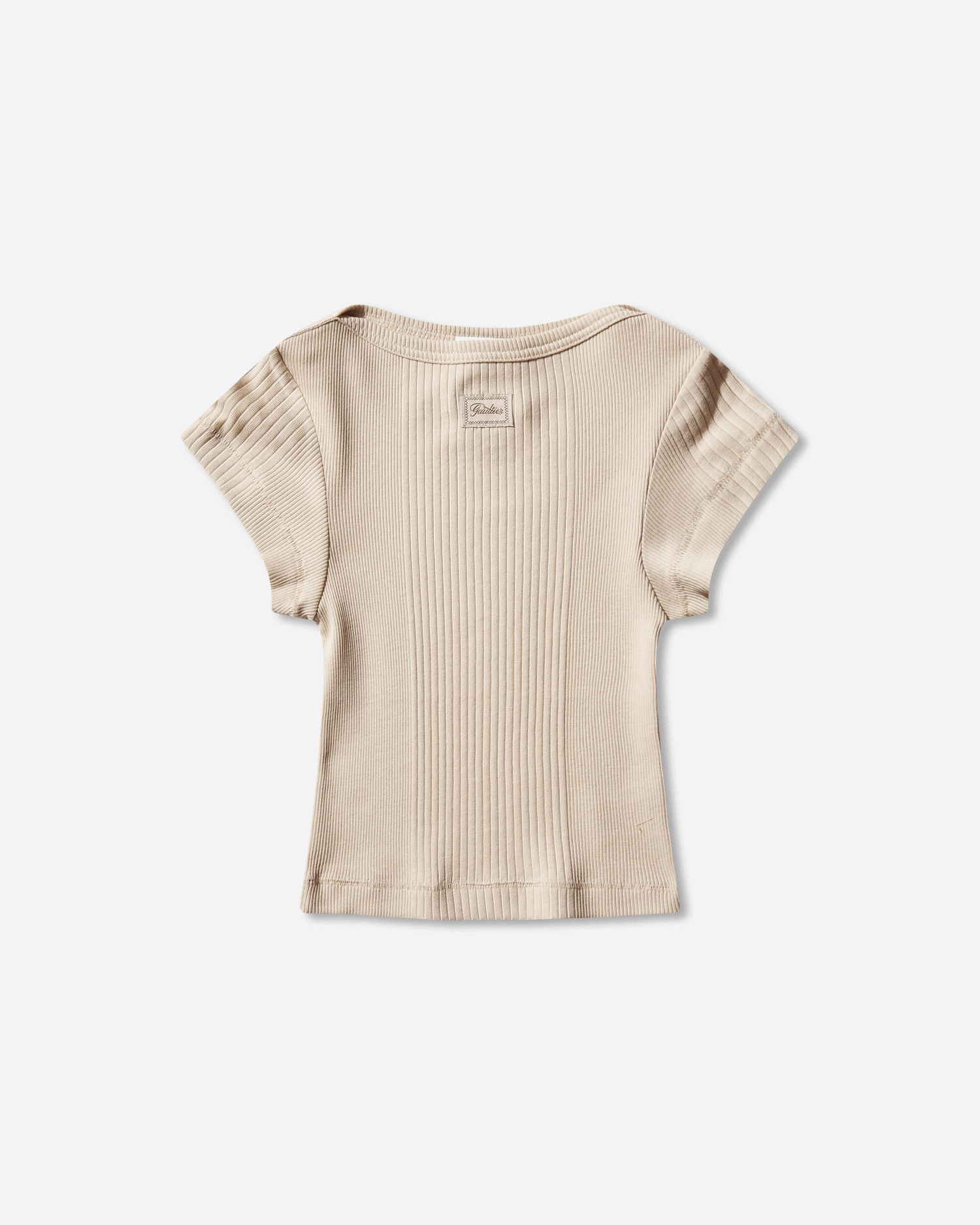 Tričko Jean Paul Gaultier Ribbed Logo Patch Baby T-Shirt Béžová | 26-01-W-TO429-J014 63, 0