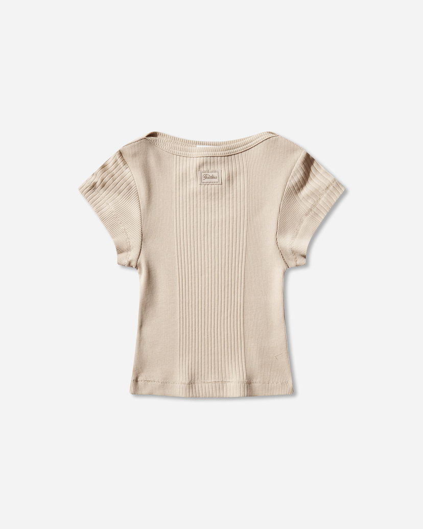 Tričko Jean Paul Gaultier Ribbed Logo Patch Baby T-Shirt Béžová | 26-01-W-TO429-J014 63