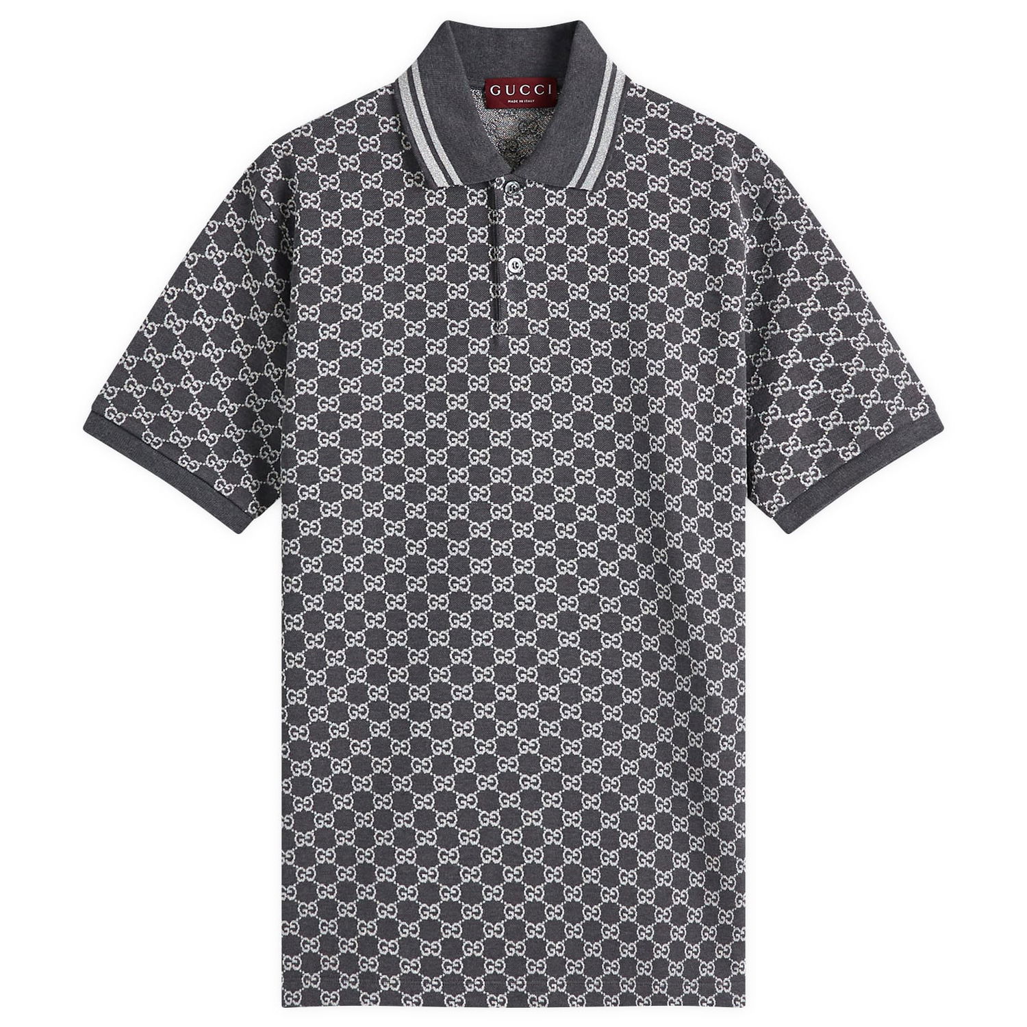 Polo tričko Gucci Gucci GG Jacquard Cotton Piquet Polo Shirt, Size Large Šedá | 815514-XJG5P-1165, 1